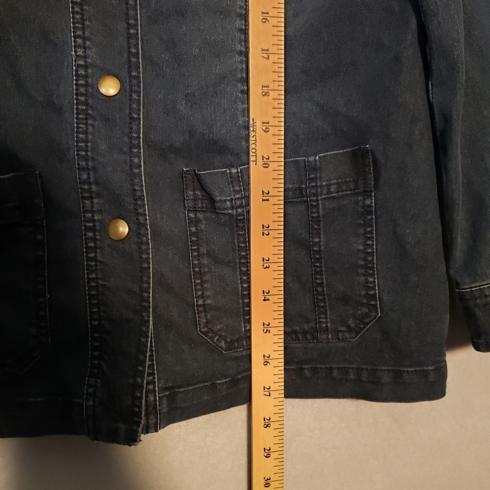 J. Jill Womens S Utility Barn Jacket Dark Indigo Blue Denim Stretch Chore Coat - Picture 8 of 11
